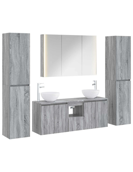 Set di mobili per il bagno 6 pcs Sonoma grigio