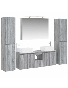 Set di mobili per il bagno 6 pcs Sonoma grigio