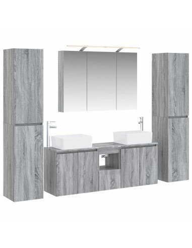 Set di mobili per il bagno 6 pcs Sonoma grigio