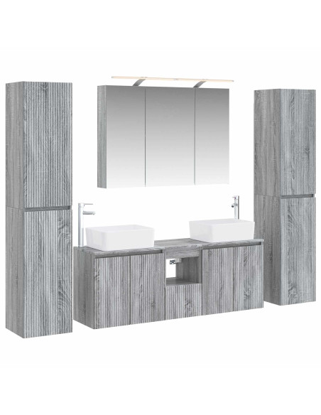 Set di mobili per il bagno 6 pcs Sonoma grigio