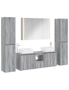 Set di mobili per il bagno 6 pcs Sonoma grigio