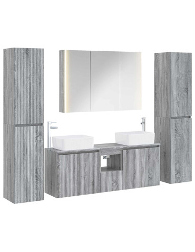Set di mobili per il bagno 6 pcs Sonoma grigio