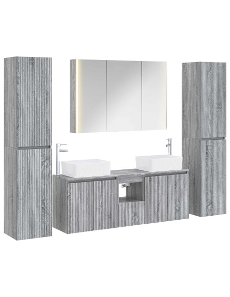 Set di mobili per il bagno 6 pcs Sonoma grigio