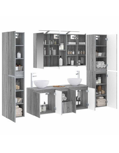 Set di mobili per il bagno 6 pcs Sonoma grigio