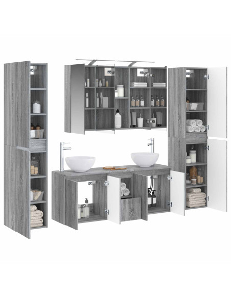Set di mobili per il bagno 6 pcs Sonoma grigio