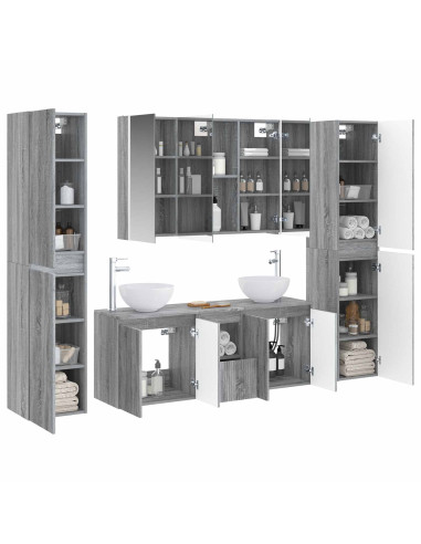 Set di mobili per il bagno 6 pcs Sonoma grigio