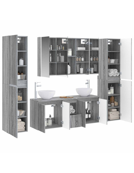 Set di mobili per il bagno 6 pcs Sonoma grigio