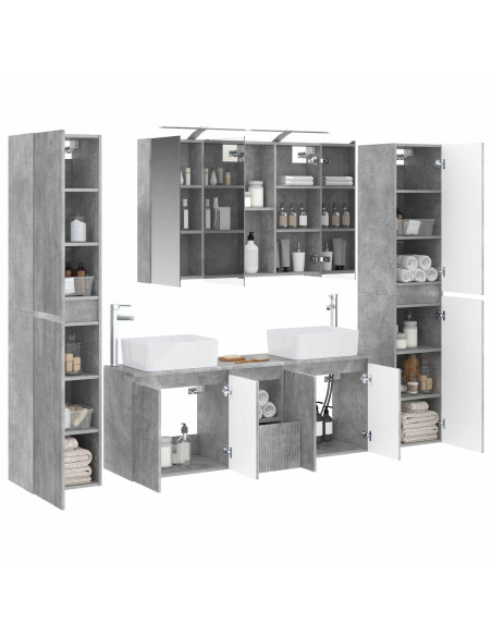 Set di mobili per il bagno 6 pcs Grigio Cemento