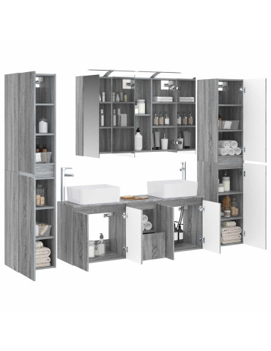 Set di mobili per il bagno 6 pcs Sonoma grigio