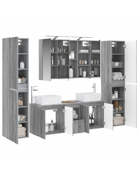 Set di mobili per il bagno 6 pcs Sonoma grigio