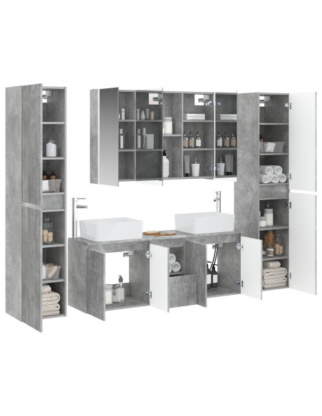 Set di mobili per il bagno 6 pcs Grigio Cemento