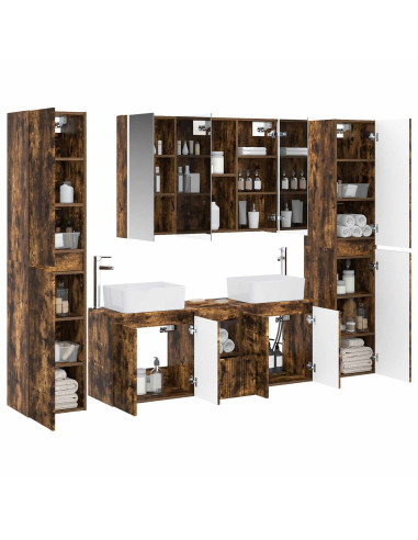Set di mobili per il bagno 6 pcs Rovere Fumo