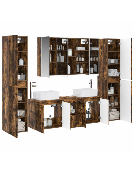 Set di mobili per il bagno 6 pcs Rovere Fumo