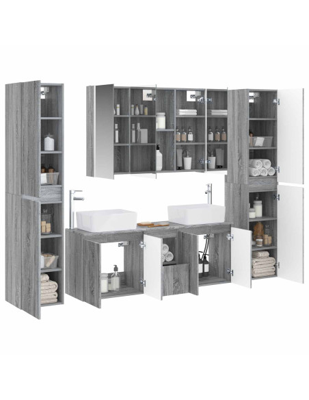 Set di mobili per il bagno 6 pcs Sonoma grigio