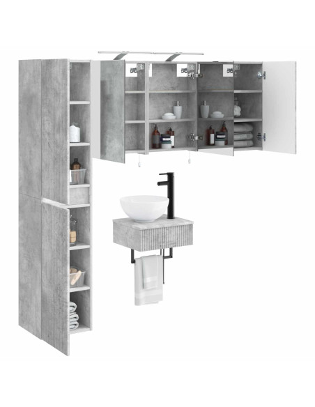 Set di mobili per il bagno 5 pcs Grigio Cemento