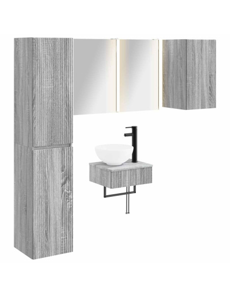 Set di mobili per il bagno 5 pcs Sonoma grigio