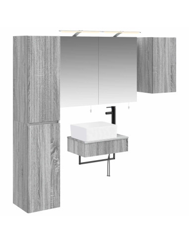 Set di mobili per il bagno 5 pcs Sonoma grigio