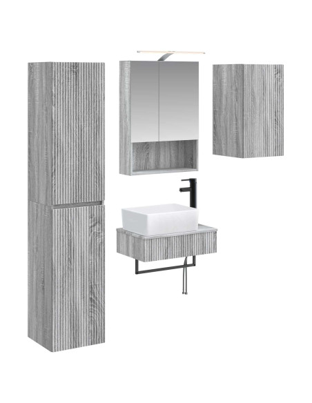 Set di mobili per il bagno 5 pcs Sonoma grigio