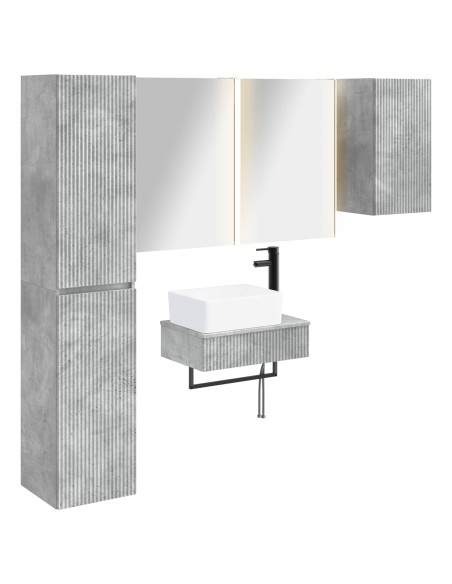 Set di mobili per il bagno 5 pcs Grigio Cemento