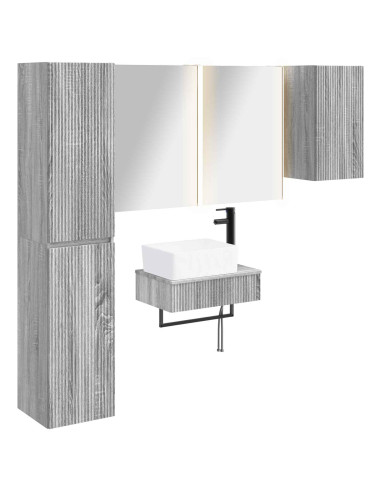 Set di mobili per il bagno 5 pcs Sonoma grigio