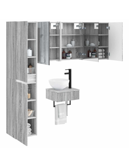 Set di mobili per il bagno 5 pcs Sonoma grigio
