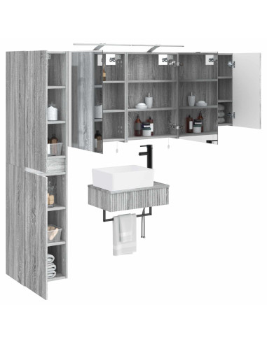 Set di mobili per il bagno 5 pcs Sonoma grigio