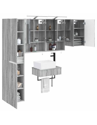 Set di mobili per il bagno 5 pcs Sonoma grigio