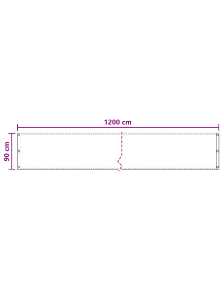 Schermo da balcone Beige 90 x 1200 cm HDPE e alluminio