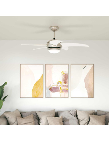 Ventilatore da soffitto con luce e telecomando Ø 110 cm Bianco