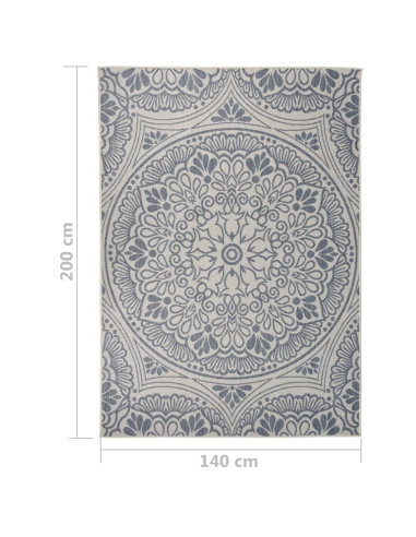 Tappeto da Esterni a Tessitura Piatta 140x200 cm Motivo Blu