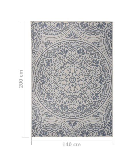 Tappeto da Esterni a Tessitura Piatta 140x200 cm Motivo Blu