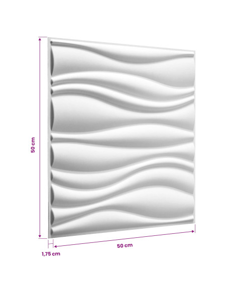 Pannelli da parete 12 pcs Bianco 50 x 50 cm