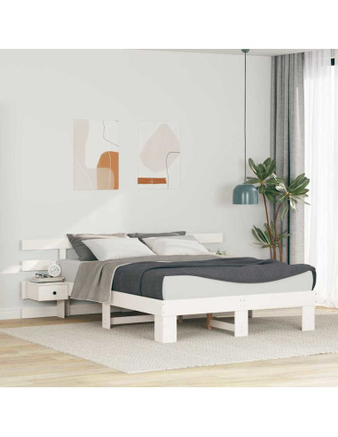 Struttura del letto Bianco 160 x 200 cm Pino massello