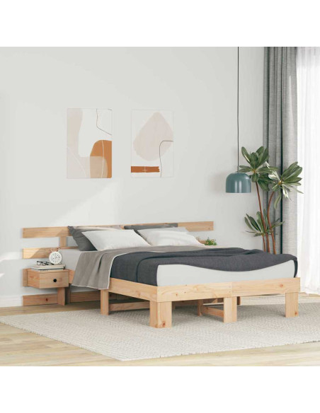 Struttura del letto Marrone 140 x 190 cm Pino massello