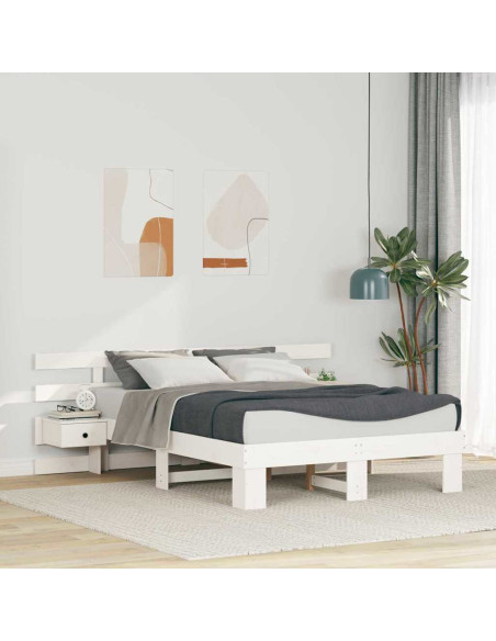 Struttura del letto Bianco 140 x 190 cm Pino massello