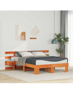 Struttura del letto Marrone 140 x 190 cm Pino massello