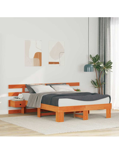 Struttura del letto Marrone 140 x 190 cm Pino massello