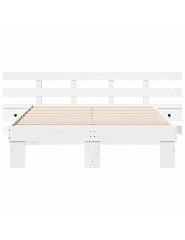Struttura del letto Bianco 140 x 190 cm Pino massello
