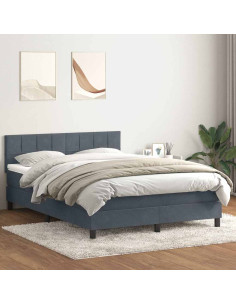 Giroletto a Molle con Materasso Grigio Scuro 160x210 cm Velluto