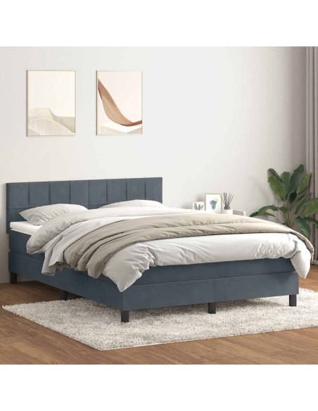 Giroletto a Molle con Materasso Grigio Scuro 160x210 cm Velluto