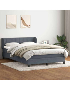 Giroletto a Molle con Materasso Grigio Scuro 160x210 cm Velluto