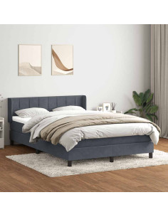 Giroletto a Molle con Materasso Grigio Scuro 160x210 cm Velluto