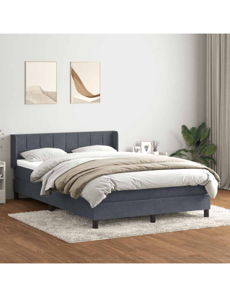 Giroletto a Molle con Materasso Grigio Scuro 160x210 cm Velluto