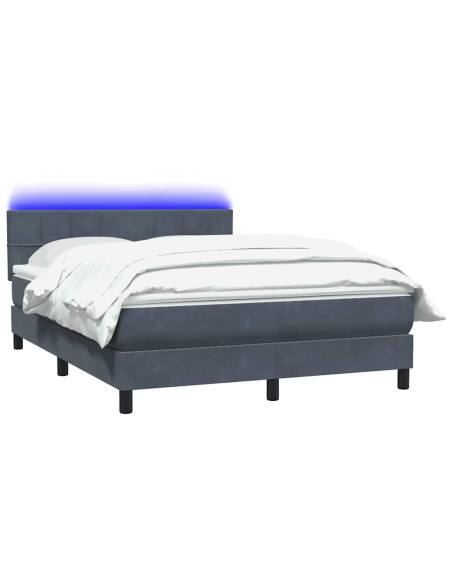 Letto a Molle con Materasso e LED Grigio Scuro 160x210 cm Velluto