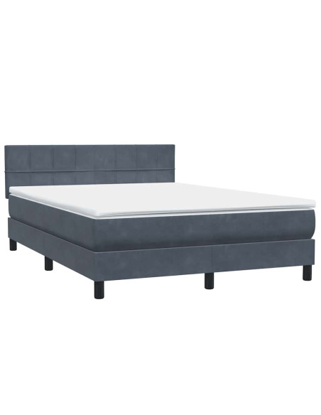 Letto a Molle con Materasso e LED Grigio Scuro 160x210 cm Velluto