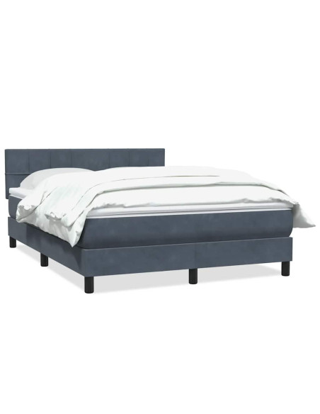 Giroletto a Molle con Materasso Grigio Scuro 160x210 cm Velluto