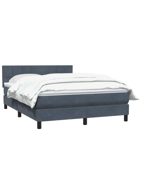Giroletto a Molle con Materasso Grigio Scuro 160x210 cm Velluto