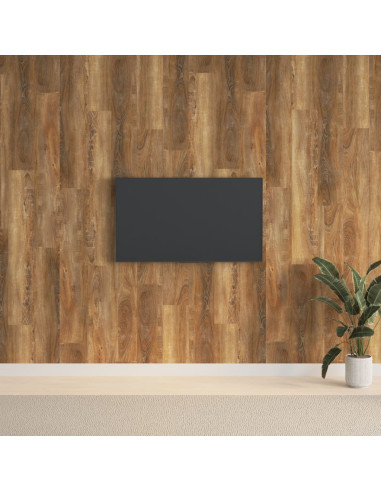 Pannelli da Parete Effetto Legno Marrone PVC 2,06 m²