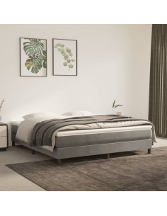 Materasso a Molle Insacchettate Rigidità Media Grigio Chiaro 152x203x20 cm Queen in Velluto