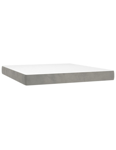 Materasso a Molle Insacchettate Rigidità Media Grigio Chiaro 152x203x20 cm Queen in Velluto